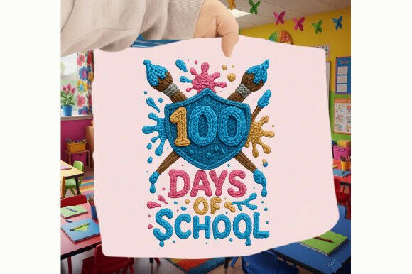 100 Days of School Art Crochet Yarn PNG: A Creative Asset for Educators and Designers