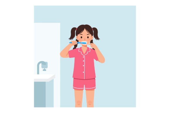 A Young Girl Brushing Her Teeth in a Pas: A Symbol of Routine, Hygiene, and Visual Storytelling