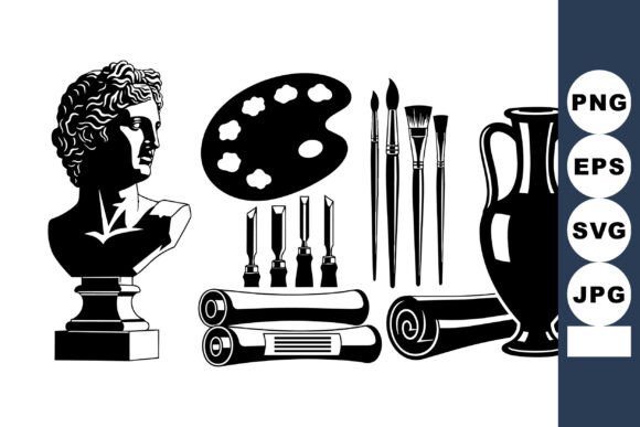 Antique Art Supplies Clipart Set: A Versatile Design Resource for Creative Projects
