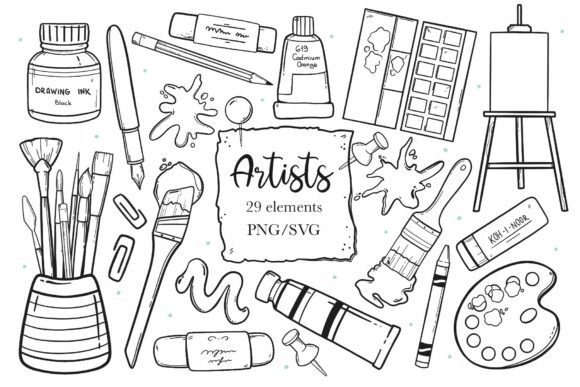 Art Supplies Doodle PNG SVG: Elevating Creative Projects with Versatile Clipart