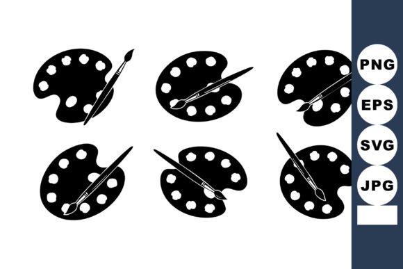 Artist Paint Palette and Brush Icon Set for Creative Projects
