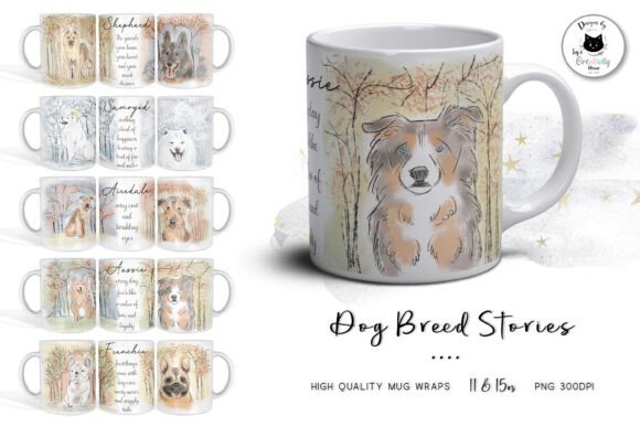 Charming Dog Breed Mug Wraps for Coffee Lovers