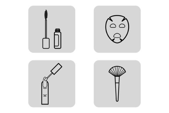 Collection of Beauty Icons Representing the Essence of Personal Care and Luxury