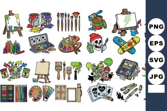 Colorful Artistic Supplies Set for Creative Expression