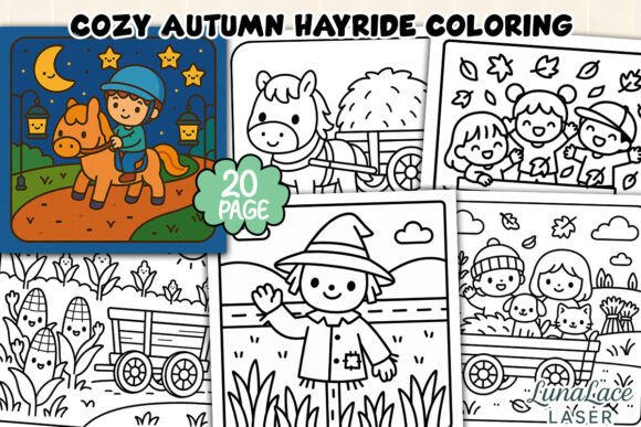 Cozy Autumn Hayride Coloring Page: A Delightful Escape into Fall Fun