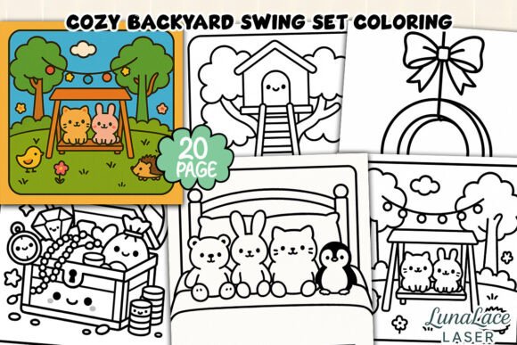 Cozy Backyard Swing Set Coloring Page – A Creative Escape for All Ages