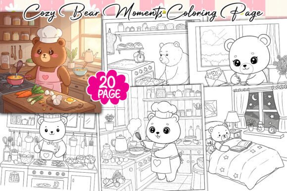 Cozy Bear Moments Coloring Page Bundle