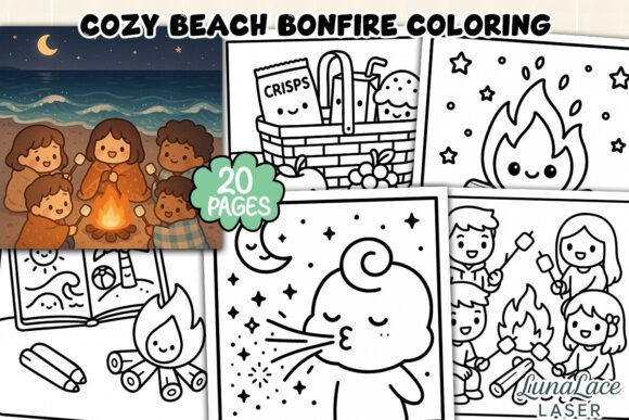 Discover the Joy of the Cozy Beach Bonfire Coloring Page Collection
