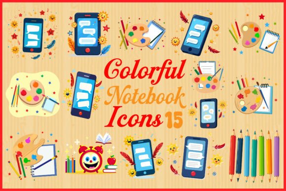 Enhance Your Educational and Creative Projects with the Colorful Notebook Icons Clipart Set