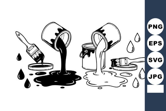Exploring Artistic Essentials: The Symbolism and Utility of Paint Cans Pouring Black and White Paint