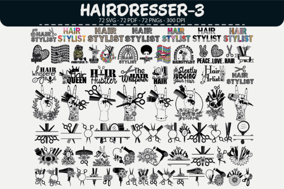 Hairdresser Vector Clipart – 72 Designs: A Versatile Resource for Creative Professionals