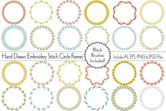 Hand Drawn Embroidery Stitch Frames: Creative Design Elements for Diverse Projects