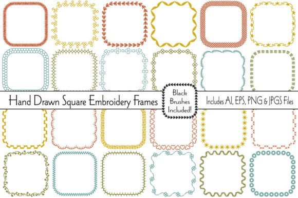 Hand Drawn Embroidery Stitch Frames: Creative Design Tools for Every Project