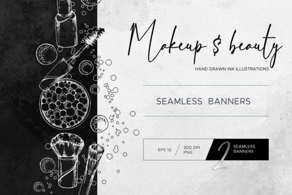 Makeup Beauty in Ink: Seamless Banners for Creative Design Projects