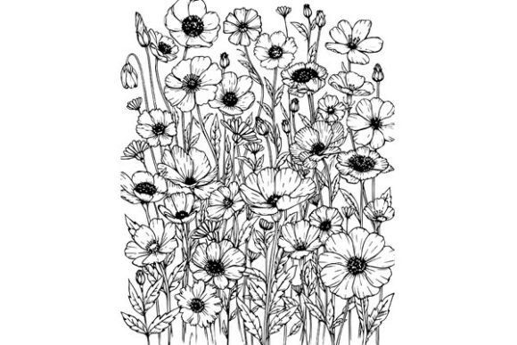 Single Full Coloring Page of Wildflowers: A Simple Path to Creative Calm