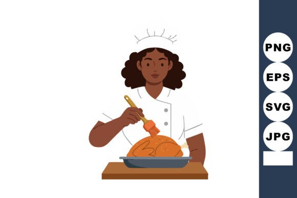 The Art of Culinary Presentation: A Closer Look at Female Chef Brushing Cooked Chicken in K