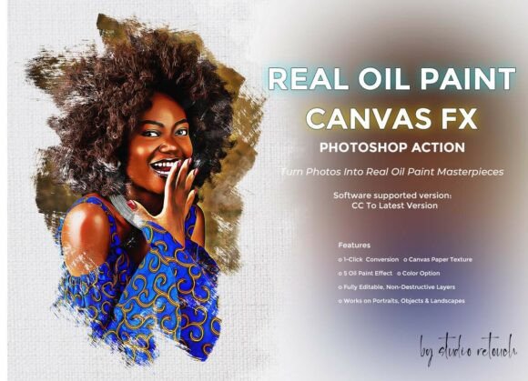 Transform Your Digital Art with Real Oil Paint Canvas FX Photoshop Action